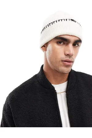 JACK & JONES Knitted beanie in ecru with contrast stitch