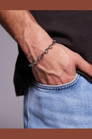 ASOS Waterproof stainless steel molten chain bracelet in tone