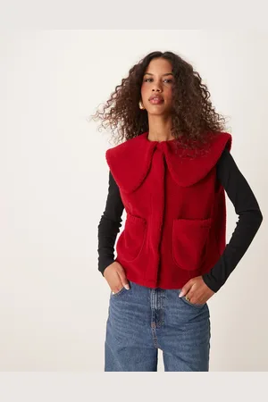 ASOS Borg oversized gilet with collar in