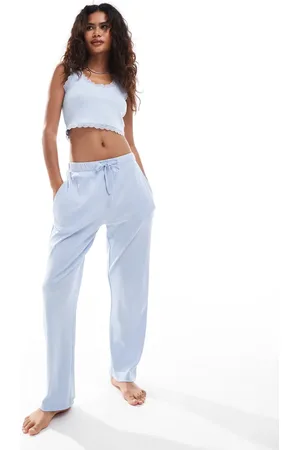 Brave Soul Ribbed lace trim pyjama set in light