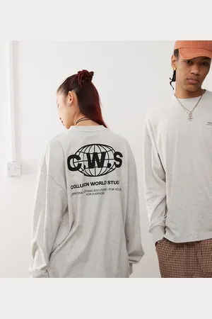 COLLUSION Unisex graphic t-shirt long sleeve in marl