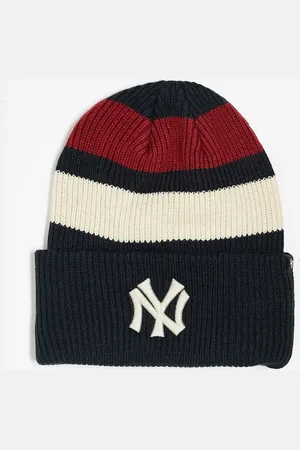 47 Brand NY Yankees contrast knitted beanie in stripe