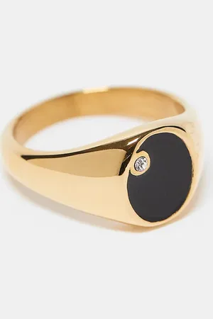 ASOS Waterproof stainless steel slim oval signet ring in tone