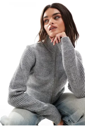 Threadbare High collar ribbed zip through jumper in