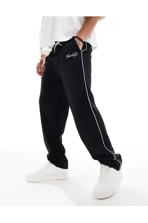 ASOS Straight leg joggers with embroidery and tipping details in