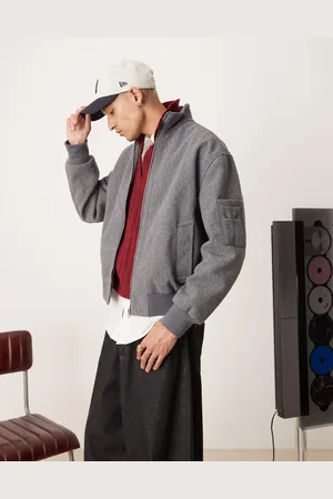 ASOS Wool look oversized bomber jacket with funnel neck in