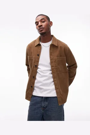 ARKET Cord overshirt with front patch pockets in brown