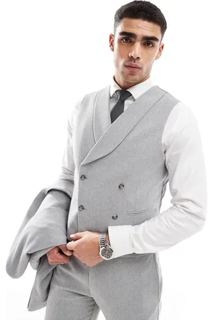 ASOS Skinny double breasted suit waistcoat with wool in