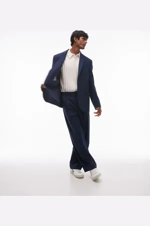 Topman Wide leg suit trousers in