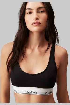 Calvin Klein Modern Cotton lightly lined scoop logo tape bralette in