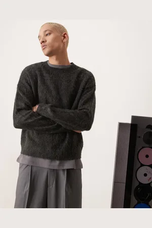 ASOS Relaxed boxy fluffy knitted crew neck jumper in