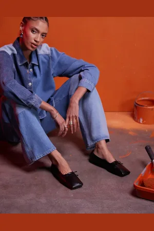 ASOS Lotus premium leather ballets in