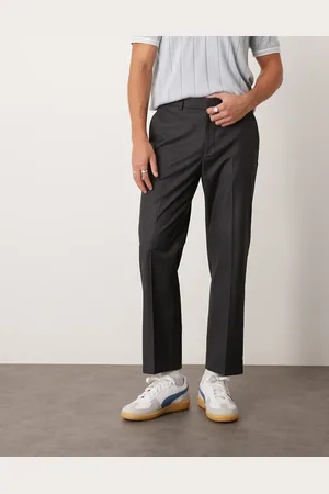 ASOS Smart straight leg cropped trousers in charcoal
