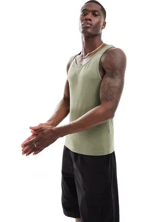 ASOS Muscle fit vest in khaki
