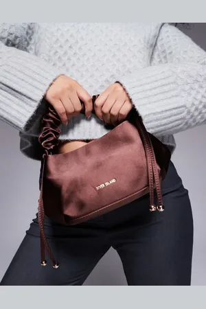River Island Satin pouch bag in chocolate