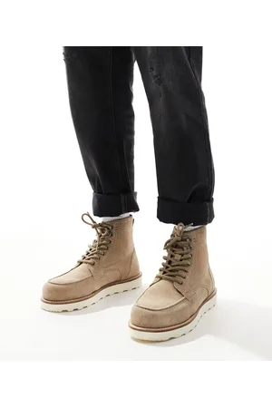 ASOS Lace up boots in stone suede with contrast sole