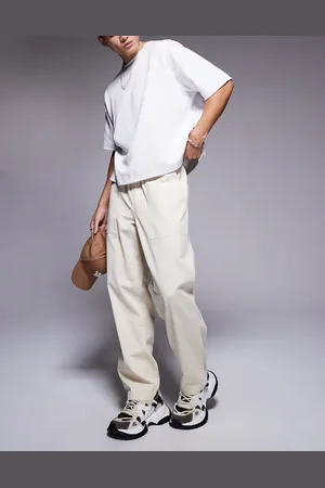 ASOS Pull on trouser with carpenter detailing in beige