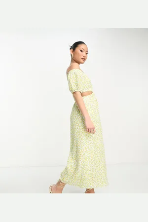 EVER NEW Off shoulder maxi dress in lemon floral
