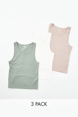 ASOS 3 pack muscle fit vests in multiple colours
