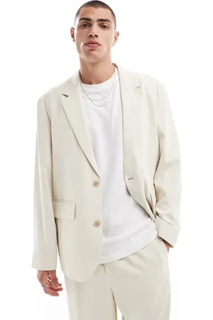 ASOS Relaxed slouchy suit jacket in light ecru