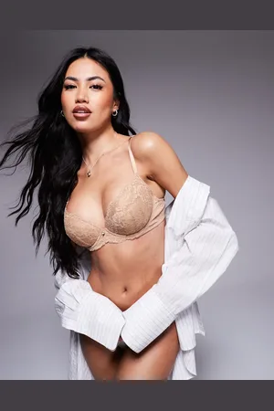 Ann Summers A-G Sexy lace plunge bra in light beige - BEIGE
