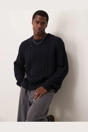 Abercrombie & Fitch Warmed handed oversized fisherman cable knit jumper in