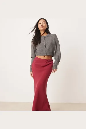 ASOS ASOS DESIGN petite bias maxi skirt in red
