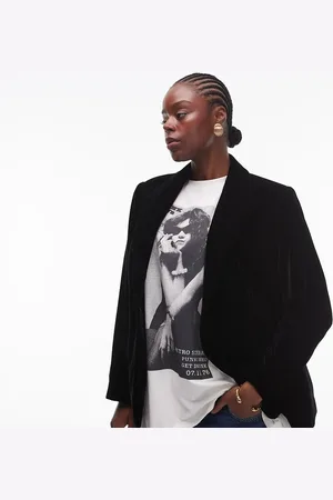 MANGO Curve velvet blazer in