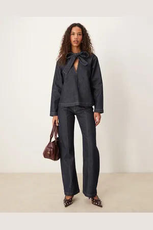 ASOS Flared jean with twin needle details in rinse wash