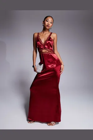 Never Fully Dressed Mimi lace cut-out slip midaxi dress in oxblood