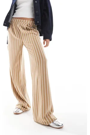 ASOS Tailored trouser in camel and cream stripe