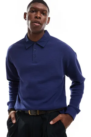 Another Influence Textured interlock button detail rugby shirt in