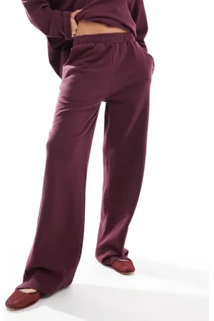 ASOS Oversized waffle trouser in burgundy co-ord - BURGUNDY