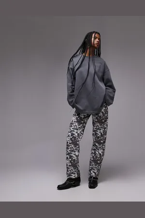 Topshop Low rise straight leg trouser in pony print