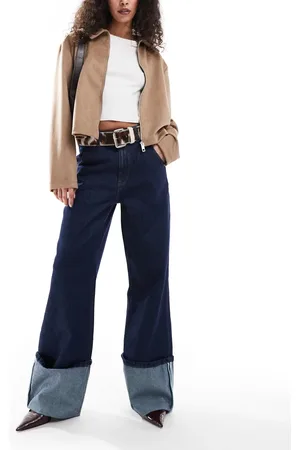 ASOS Wide leg jean with high turn up in rinse wash