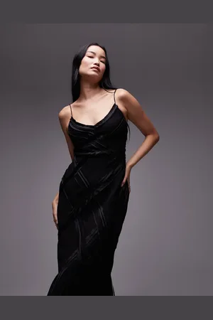 Topshop Premium raw seam detail midi slip dress in