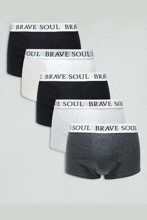 Brave Soul 5 pack boxers with logo waistband in black, grey, white