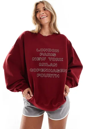 4th & Reckless Fashion week cities motif sweatshirt in burgundy