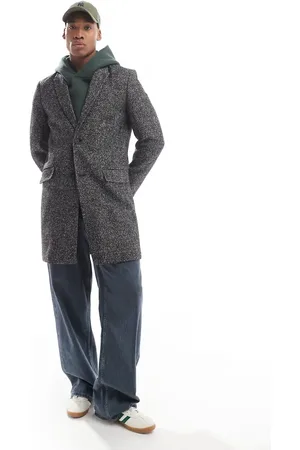 River Island Textured overcoat in dark