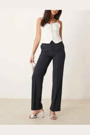 ASOS Tailored slim straight trousers in stripe
