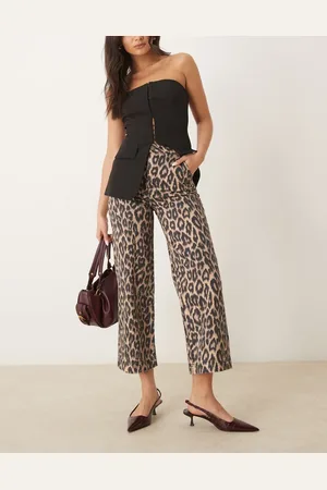 ASOS Cropped wide leg jean in dark leopard
