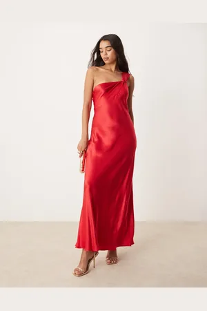Forever New Off shoulder satin midaxi dress in