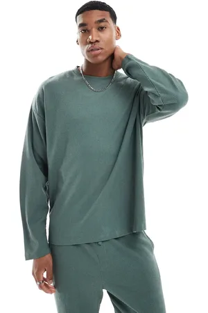 New Look Long sleeve waffle t-shirt co-ord in khaki