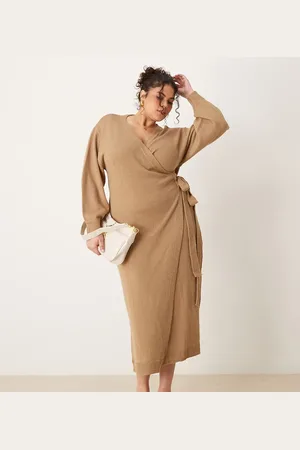 Pretty Lavish Beau wrap knit midaxi dress in soft