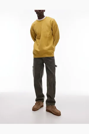 Topman Straight acid wash trousers in khaki