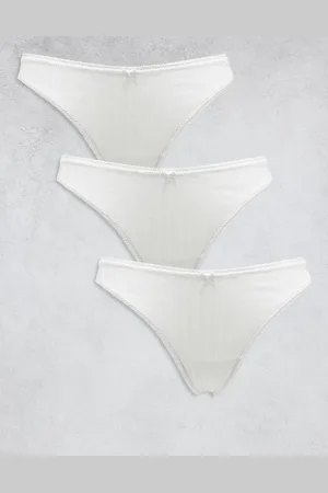 Lindex Pointelle 3 pack thong in white
