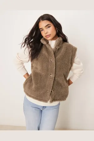 ASOS Borg funnel neck gilet in mink