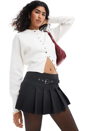ONLY Belted mini skort in charcoal check