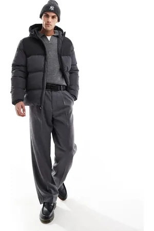 French Connection French Connection hooded puffer jacket in black and charcoal