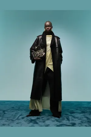 Bimba y Lola Longline borg faux leather coat in
